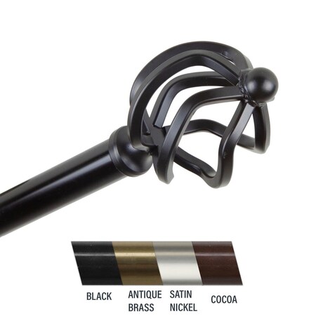 Central Design Giro 0.81 in. Curtain Rod; 48-84 in. - Black 4842-482